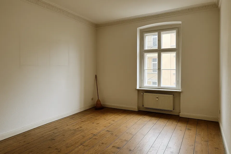 Leerer, besenreiner Raum mit Dielenboden nach einer Räumung (Symbolbild)